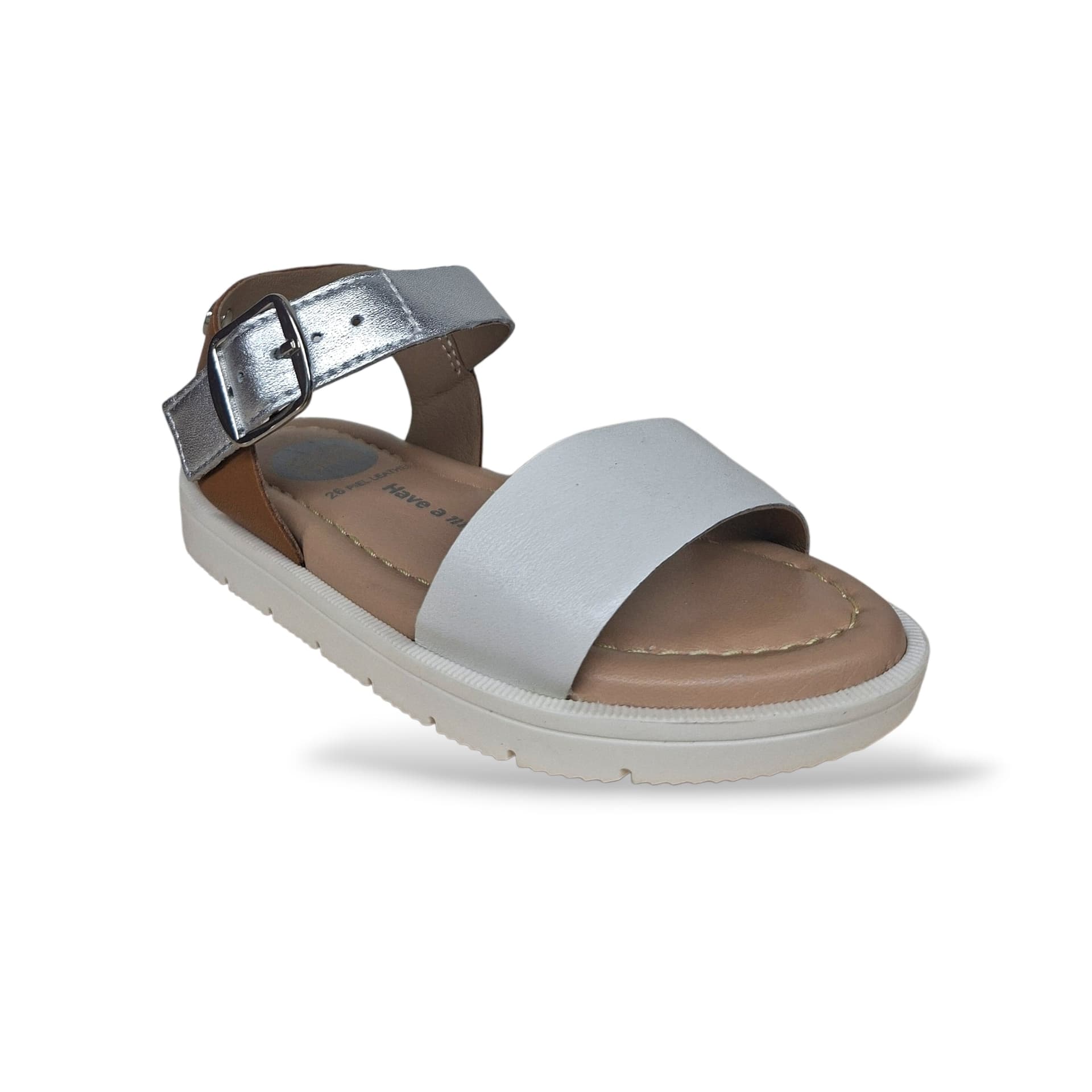 Sandali Bambina GIOSEPPO ONCATA 78849 – Bianco Argento Cuoio in Pelle | Fibia per un Look Originale e Raffinato - 2