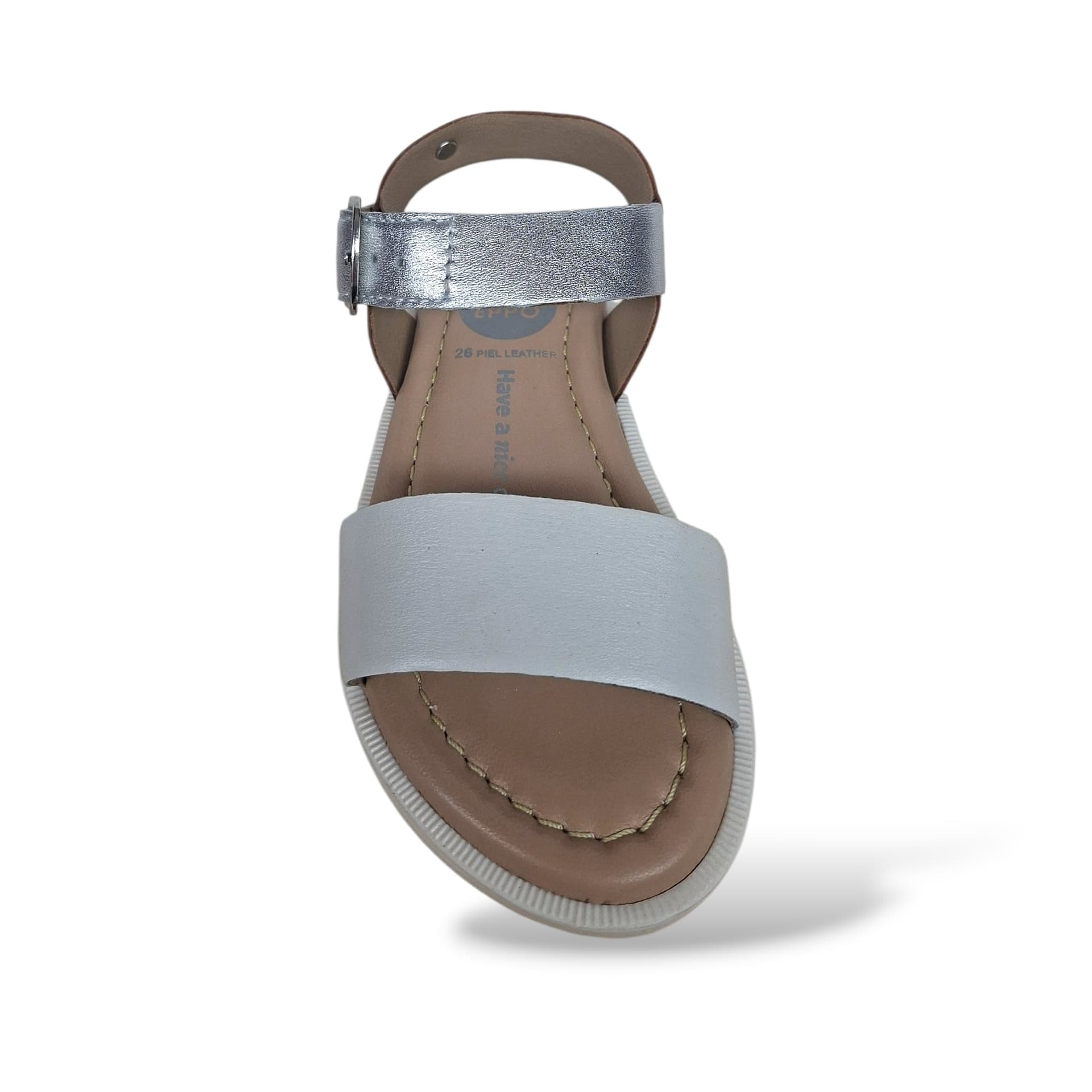Sandali Bambina GIOSEPPO ONCATA 78849 – Bianco Argento Cuoio in Pelle | Fibia per un Look Originale e Raffinato - 4