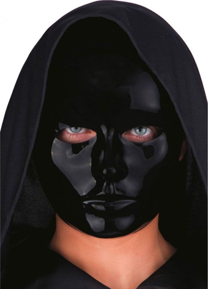 MASCHERA VISO MEDIO NERO IN PLASTICA CON CARTELLINO ETICHETTA
