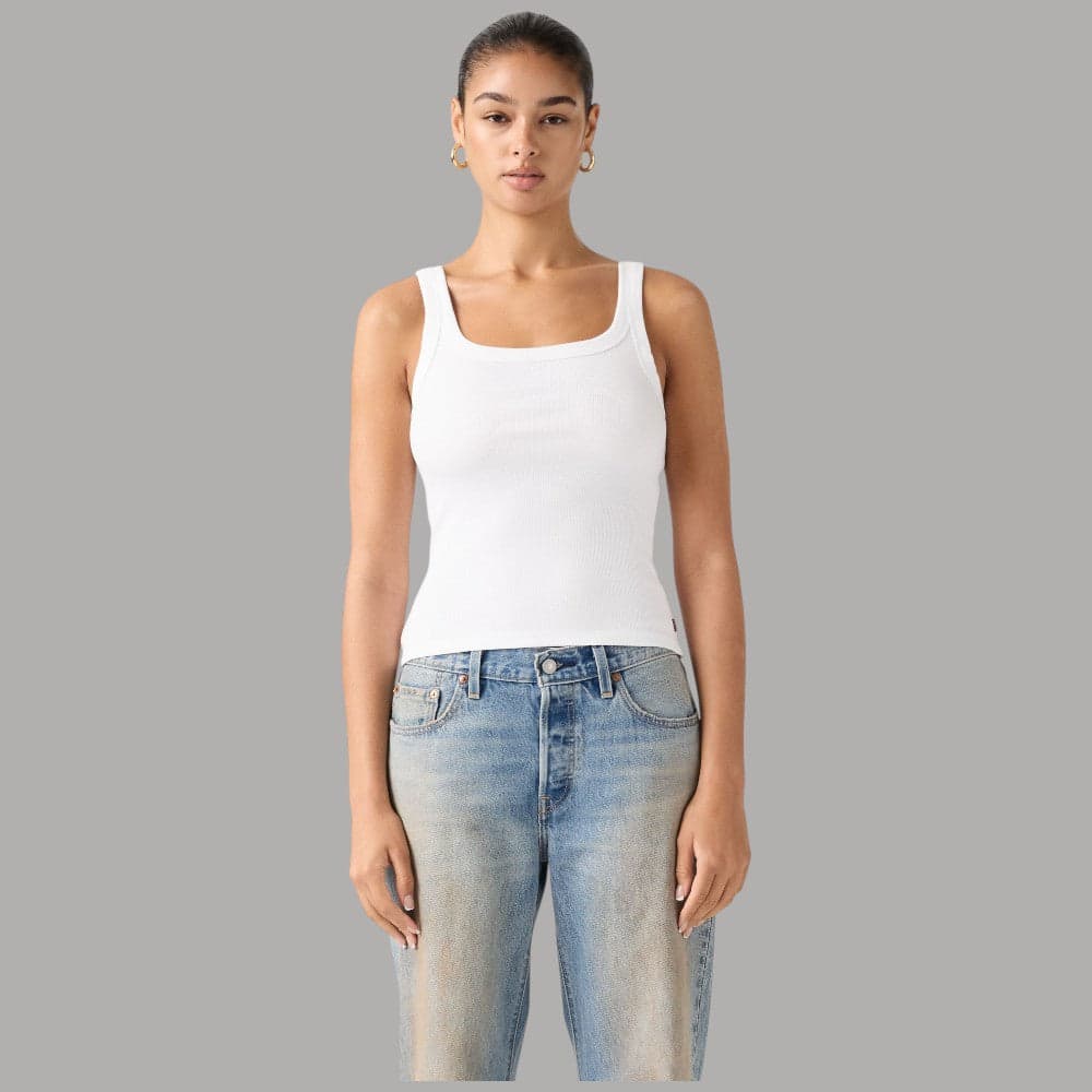 Levi's Canotta Slim Bianca a Coste in Cotone Elastam - 3