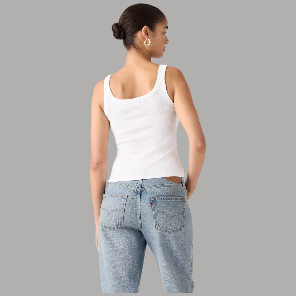 Levi's Canotta Slim Bianca a Coste in Cotone Elastam - 2