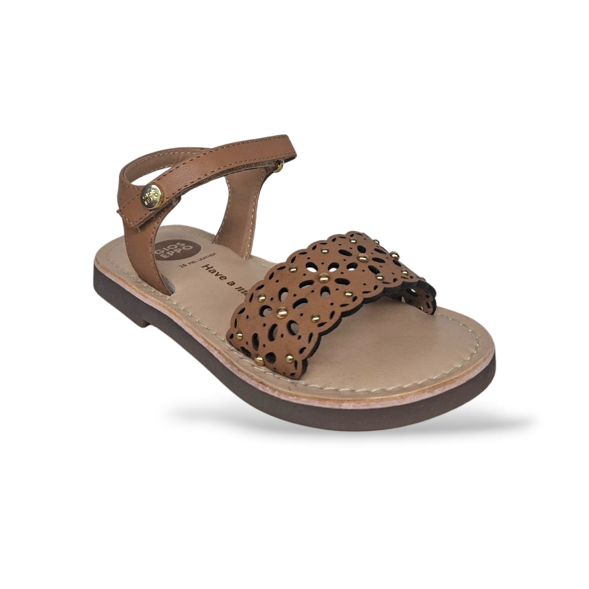 Sandali Bambina GIOSEPPO DIPOLOG 78901 – Camel in Pelle | Velcro per un Look Naturale e Versatile - 2