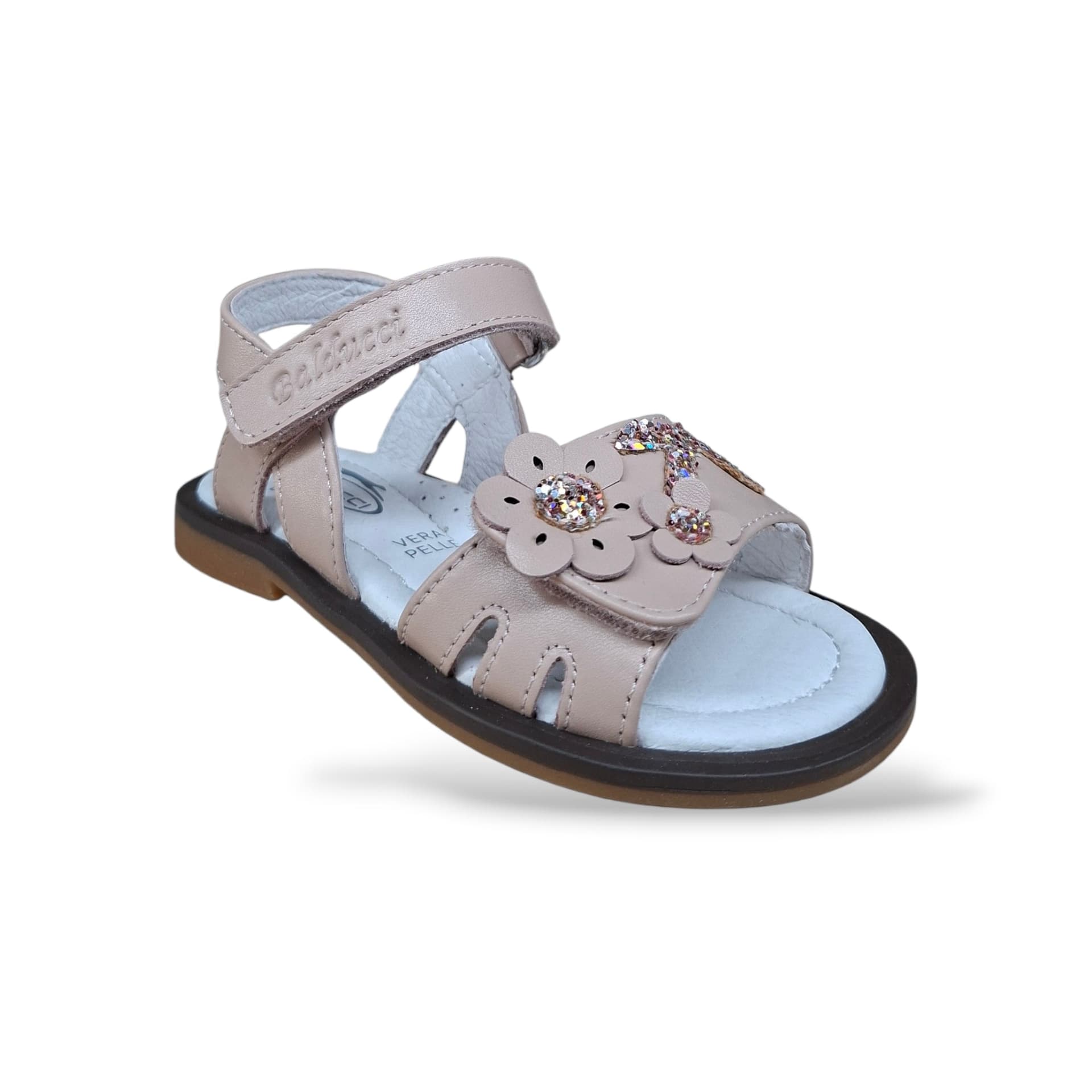 Sandali Balducci Gullit GULL1822 Cipria Bambine – Pelle Velcro Cerimonia Made in Italy - 2