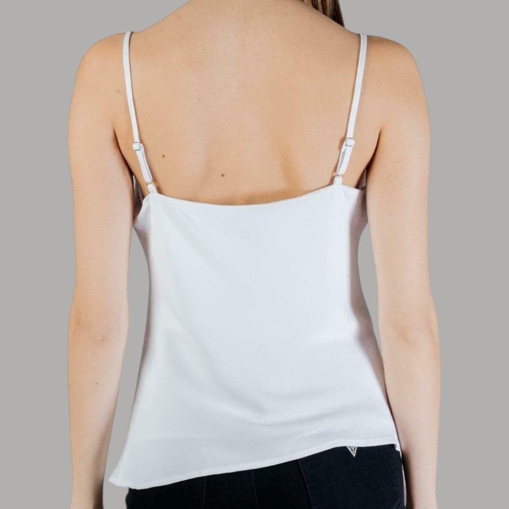 Canotta Slim Fit Top Guess Caroline con Logo Gioiello Bianco - 5