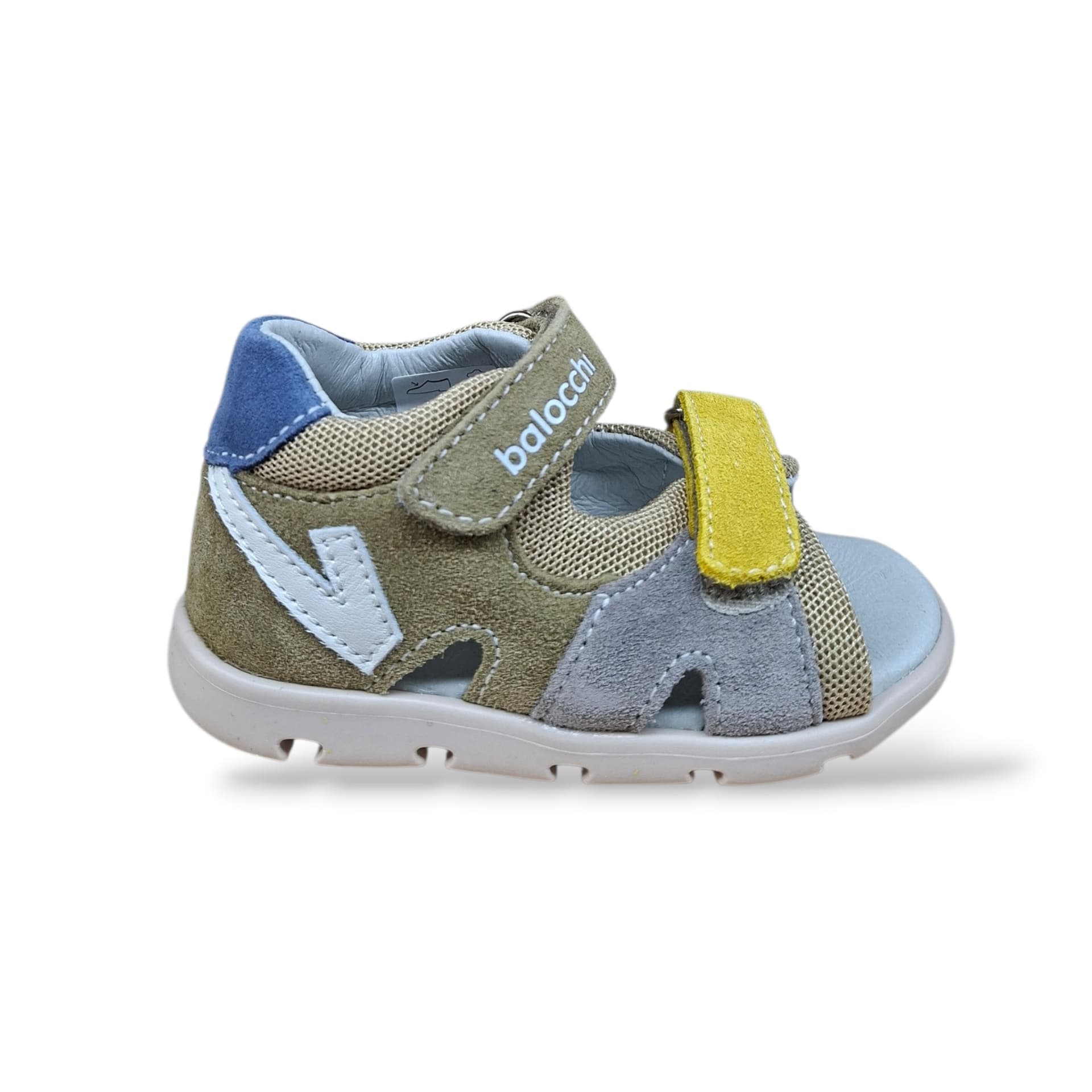 Sandali Tallonati Primi Passi Balocchi Bart 163171 Beige-Kaki-Giallo-Azzurro – Pelle Velcro - 6
