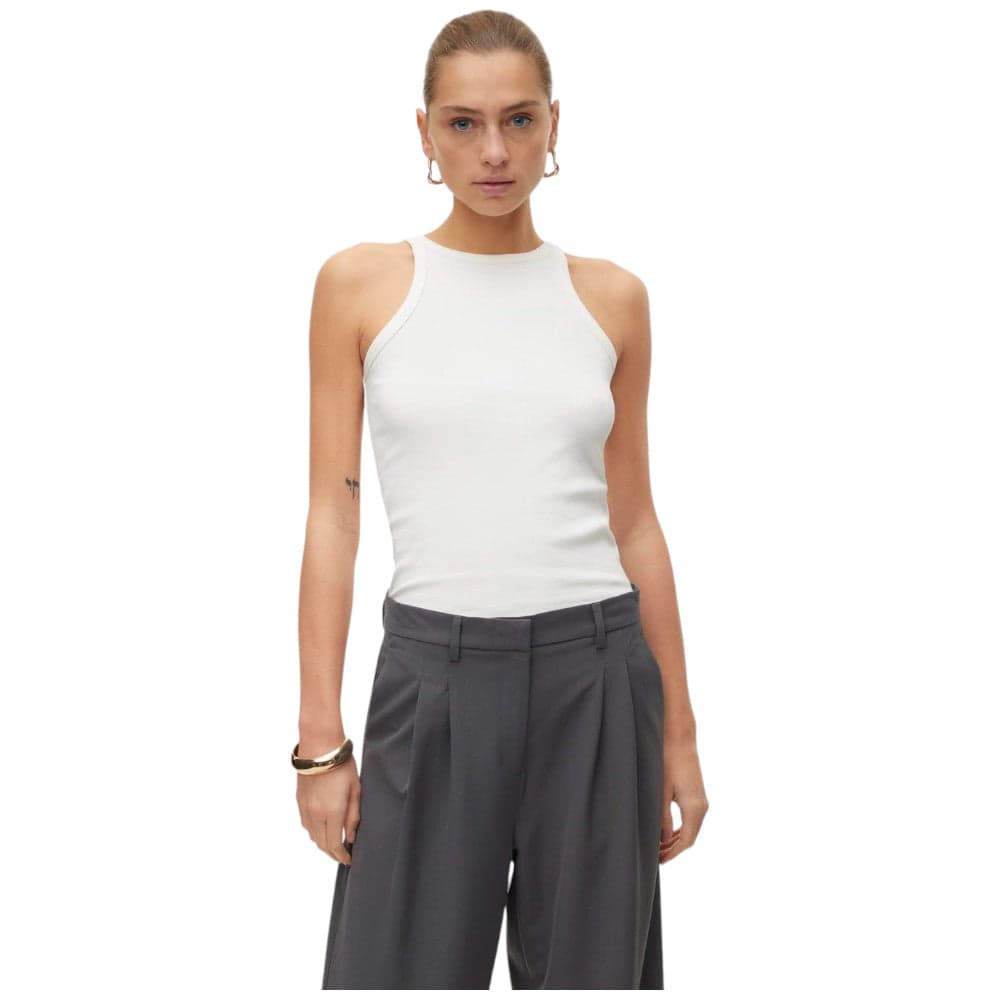 Vero Moda canotta a costine bianco Chloe 10306896 - 7