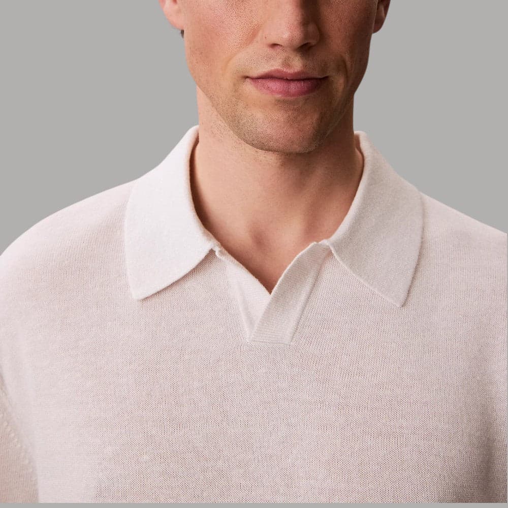 Polo Calvin Klein Lino, Colletto Aperto, Vestibilità Regular - 4