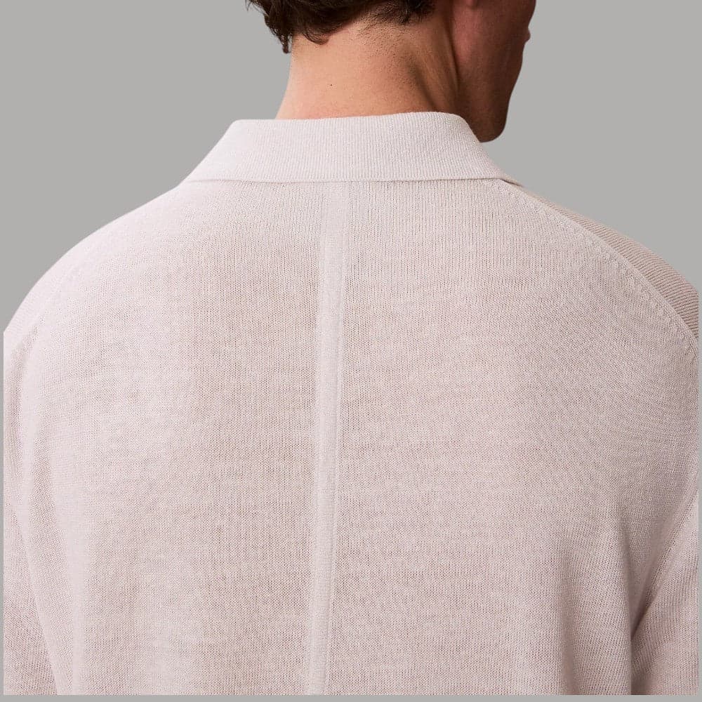 Polo Calvin Klein Lino, Colletto Aperto, Vestibilità Regular - 5
