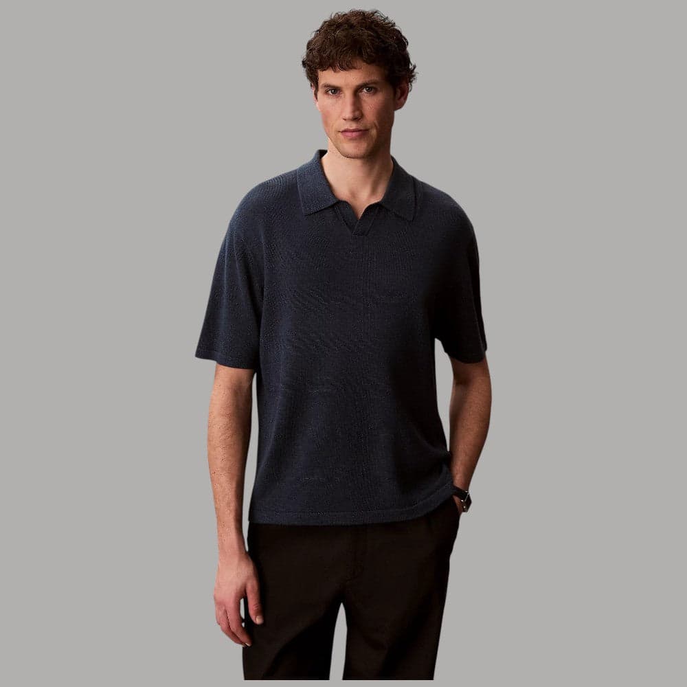 Polo Calvin Klein Lino, Colletto Aperto, Vestibilità Regular - 8