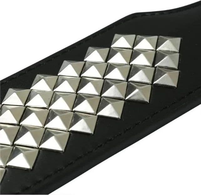 Scullacciatore Sex & Mischief Paddle Nero 30,5 Paletta BDSM Borchiata pelle PU - 4