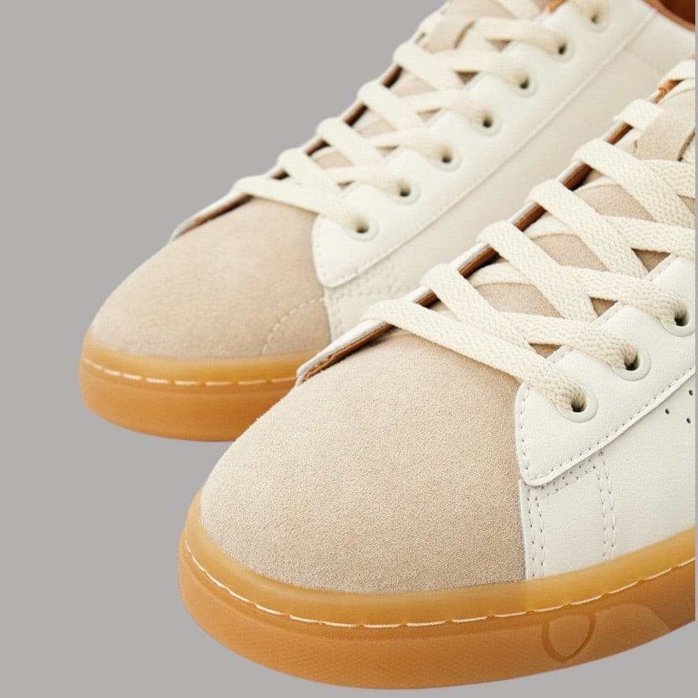 BLAUER Sneakers Uomo in Pelle e Suede Bianche con Suola Ambra - 3