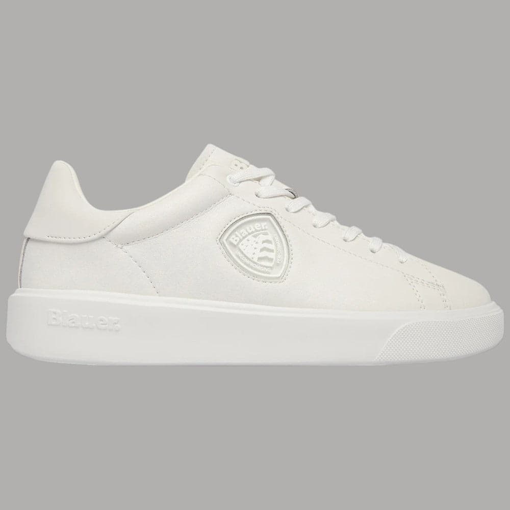 Sneakers Uomo BLAUER Scarpe in Pelle Nabuk Bianca Modello BUCK - 7