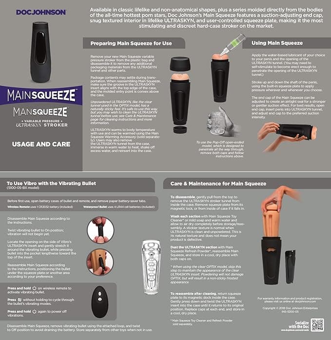 Doc Johnson Main Squeeze Brysen ano  Masturbatore Realistico ULTRASKYN con Pressione Regolabile - 3