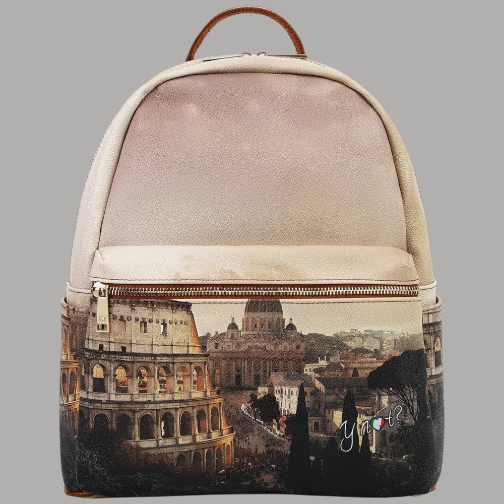 YNot zaino grande con stampa città tasche multiple e zip doppio cursore - 3