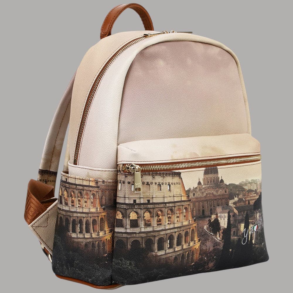 YNot zaino grande con stampa città tasche multiple e zip doppio cursore - 4