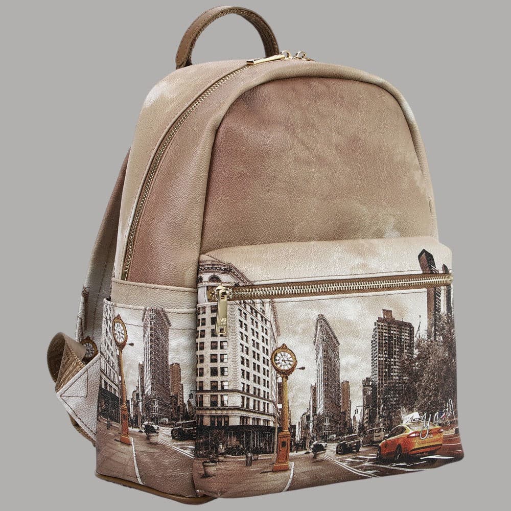 YNot zaino grande con stampa città tasche multiple e zip doppio cursore - 6