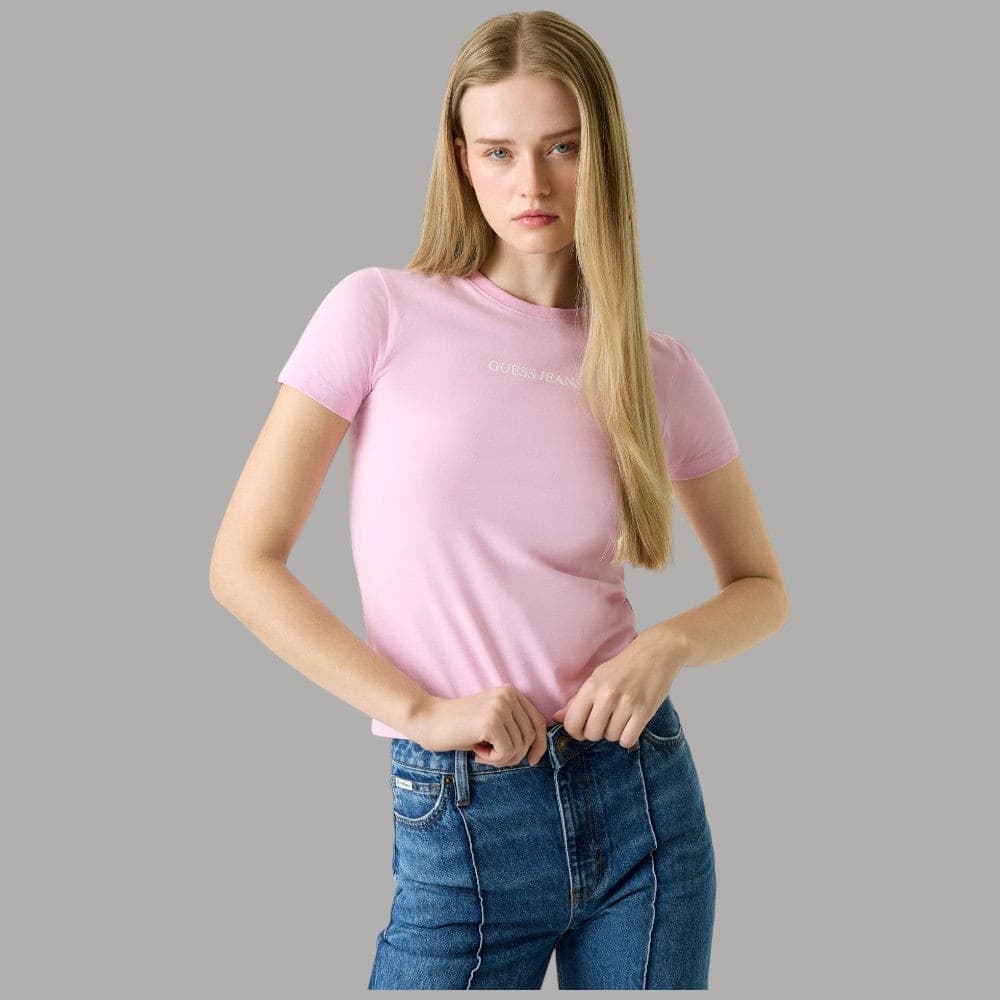 T-shirt Guess GJ Slim Cotone Organico con Logo Ricamato