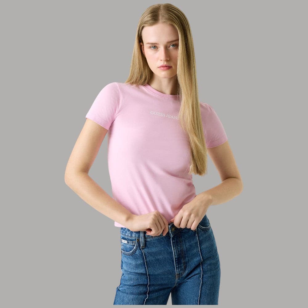 T-shirt Guess GJ Slim Cotone Organico con Logo Ricamato - 5