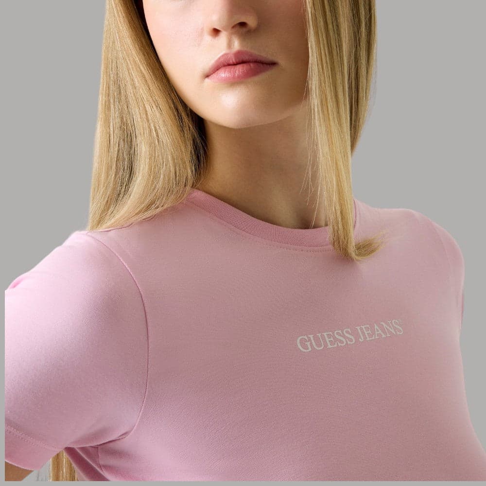 T-shirt Guess GJ Slim Cotone Organico con Logo Ricamato - 2