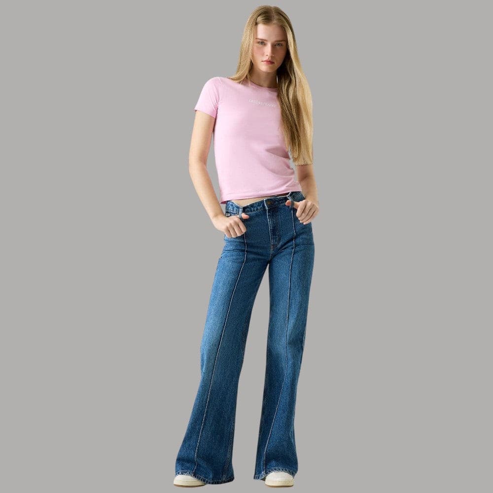 T-shirt Guess GJ Slim Cotone Organico con Logo Ricamato - 3