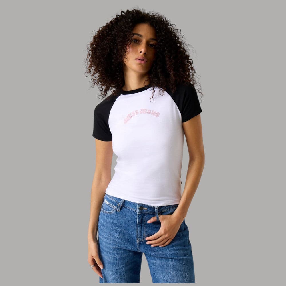 T-shirt Guess GJ Donna Slim in Cotone con Logo Stampato - 5
