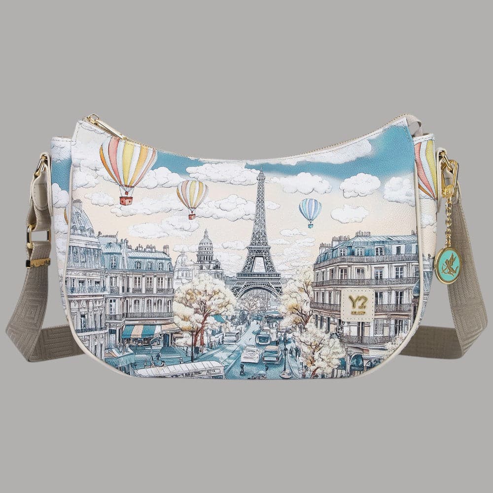 YNot Borsa Hobo Fashionopoly Ecopelle e Pelle Stampa Città Elegante - 7
