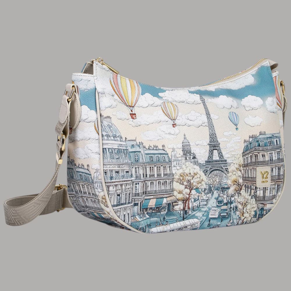 YNot Borsa Hobo Fashionopoly Ecopelle e Pelle Stampa Città Elegante - 2