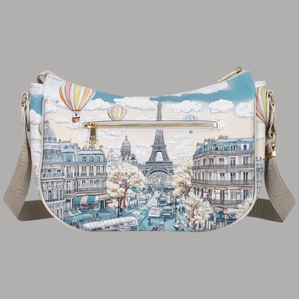 YNot Borsa Hobo Fashionopoly Ecopelle e Pelle Stampa Città Elegante - 3