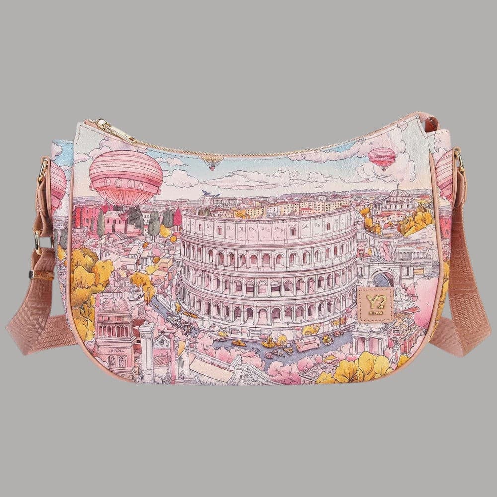 YNot Borsa Hobo Fashionopoly Ecopelle e Pelle Stampa Città Elegante - 4