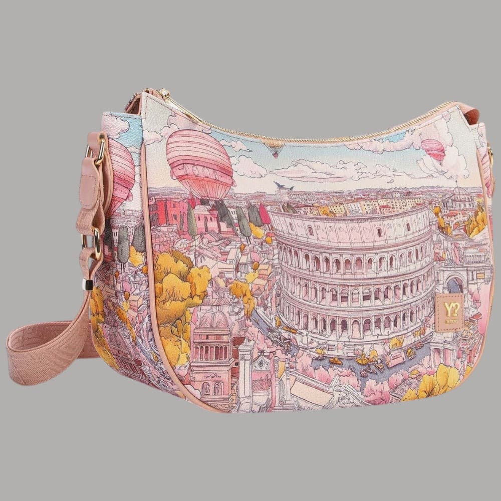 YNot Borsa Hobo Fashionopoly Ecopelle e Pelle Stampa Città Elegante - 5