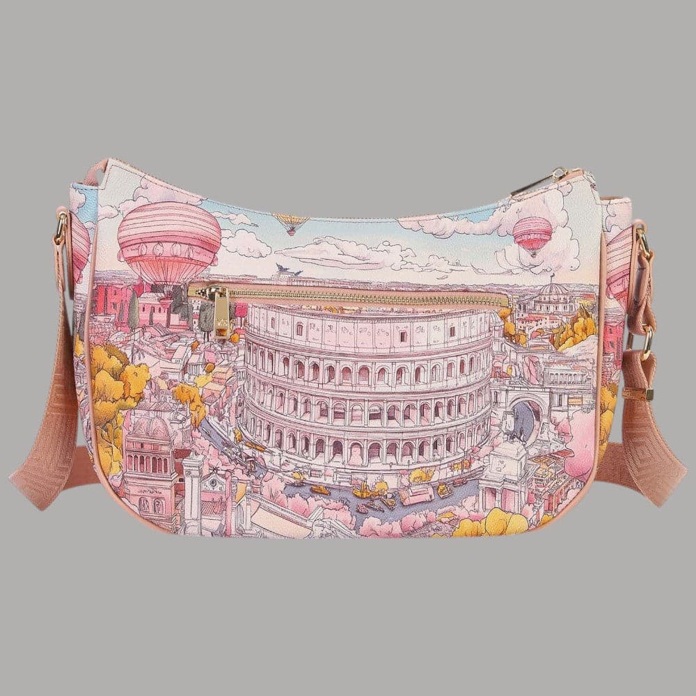 YNot Borsa Hobo Fashionopoly Ecopelle e Pelle Stampa Città Elegante - 6