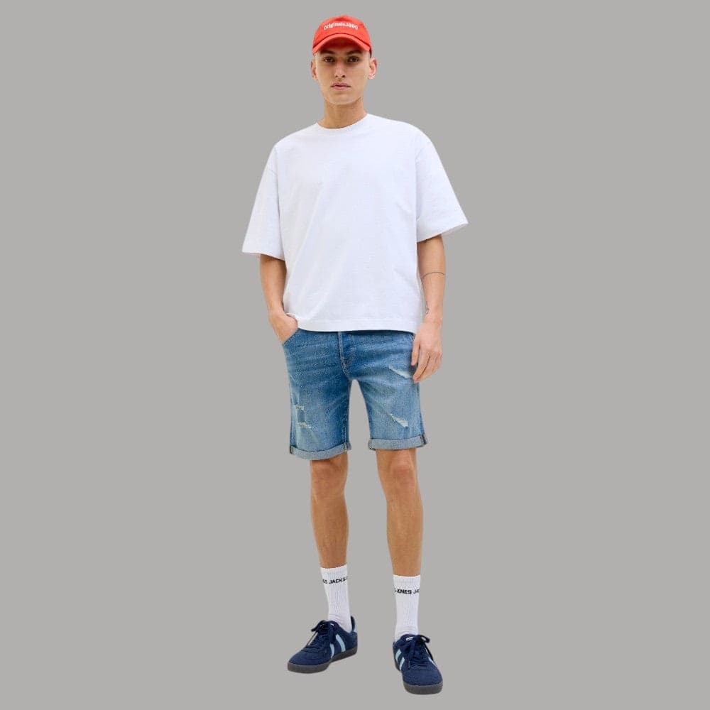 Bermuda in Denim Jack Jones con Effetto Vintage e Rotture - 5