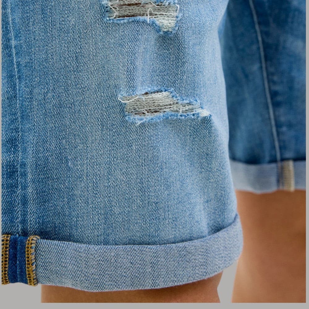 Bermuda in Denim Jack Jones con Effetto Vintage e Rotture - 7