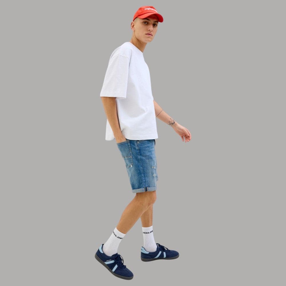 Bermuda in Denim Jack Jones con Effetto Vintage e Rotture - 8