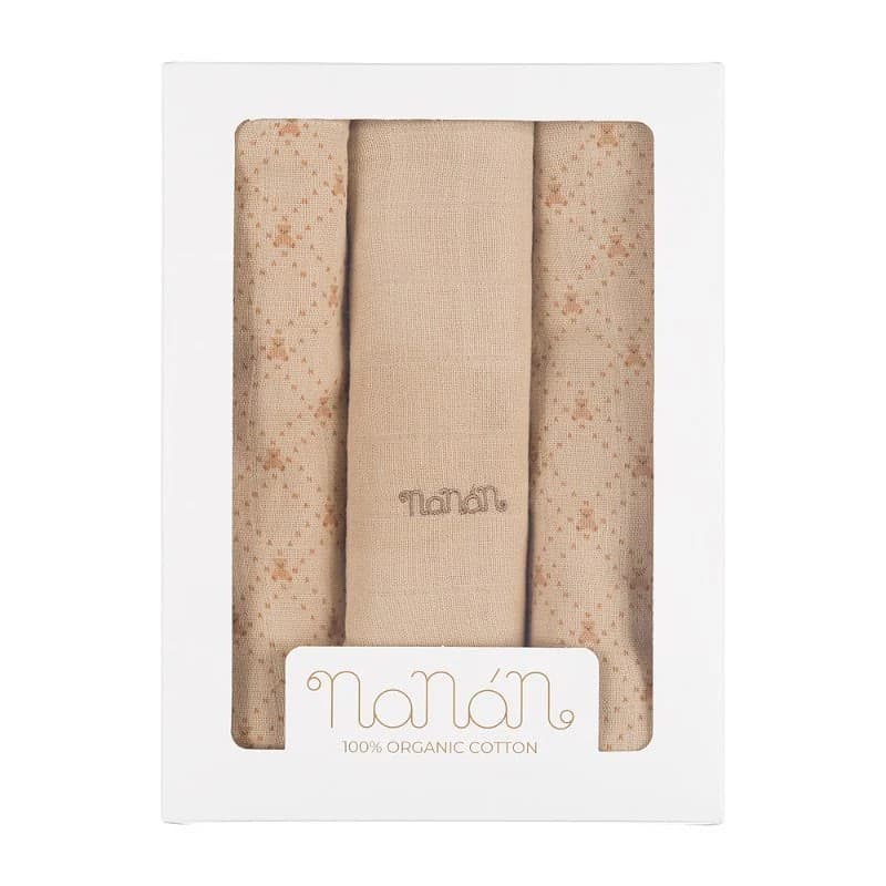 Set 3 pz mussole Nanan 80x80 cm – Beige