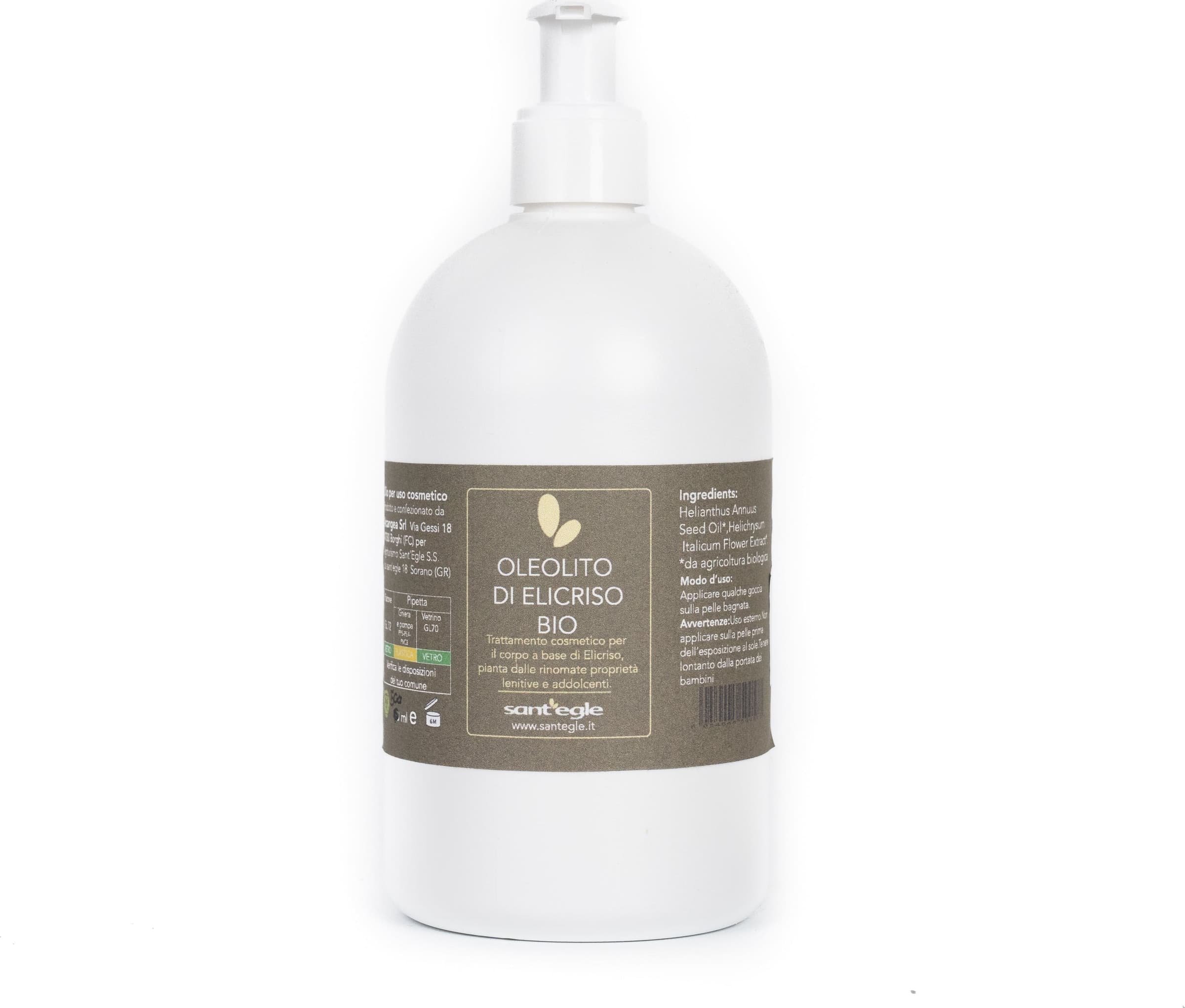 Oleolito di Elicriso Biologico, cosmetico da 500 ml