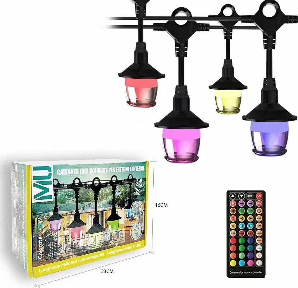 CATENA LUMINOSA DI LAMPADINE A LED RGB A STRINGA DA ESTERNO 12 LAMPADINE WIFI - 6