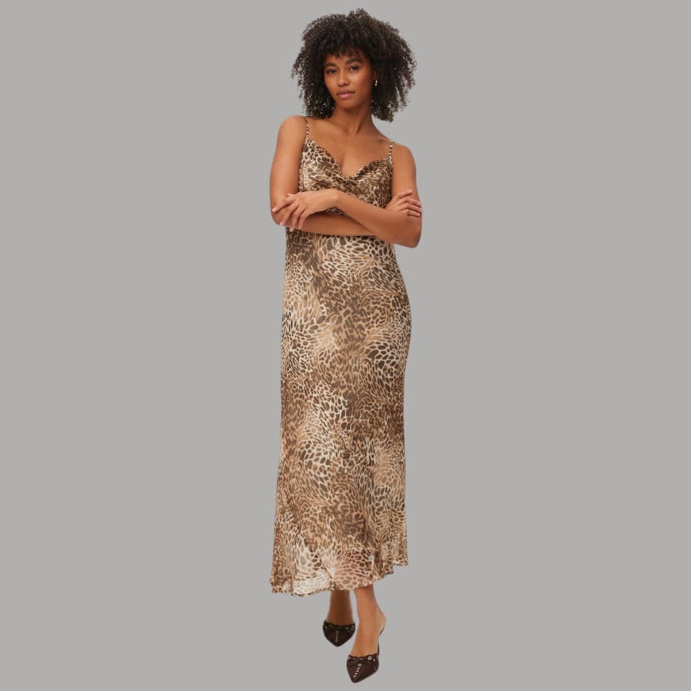 Abito Lungo Animalier Vero Moda con Cinturini Regolabili - 6