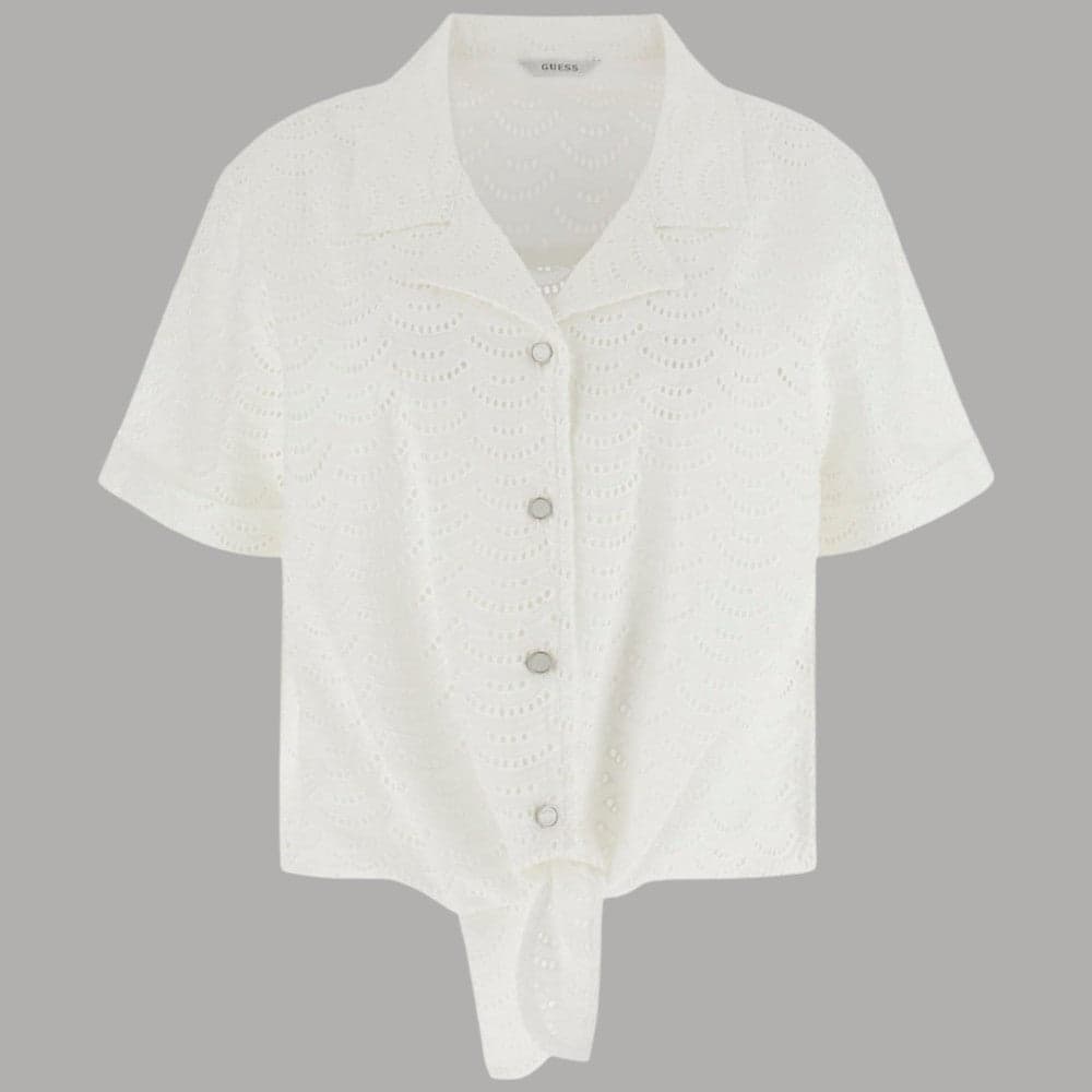 Camicia Cotone Pizzo Sangallo Donna Guess con Fiocco - 6