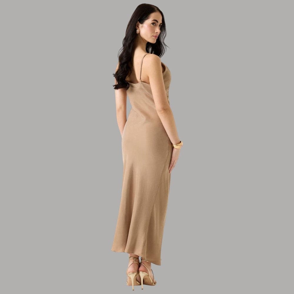Vestito Midi Satin Slim Guess AKILINA, Eleganza Senza Maniche - 3