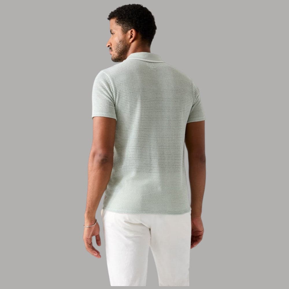 Polo Guess Uomo in Cotone Slim Lavorata all'Uncinetto Forata - 4