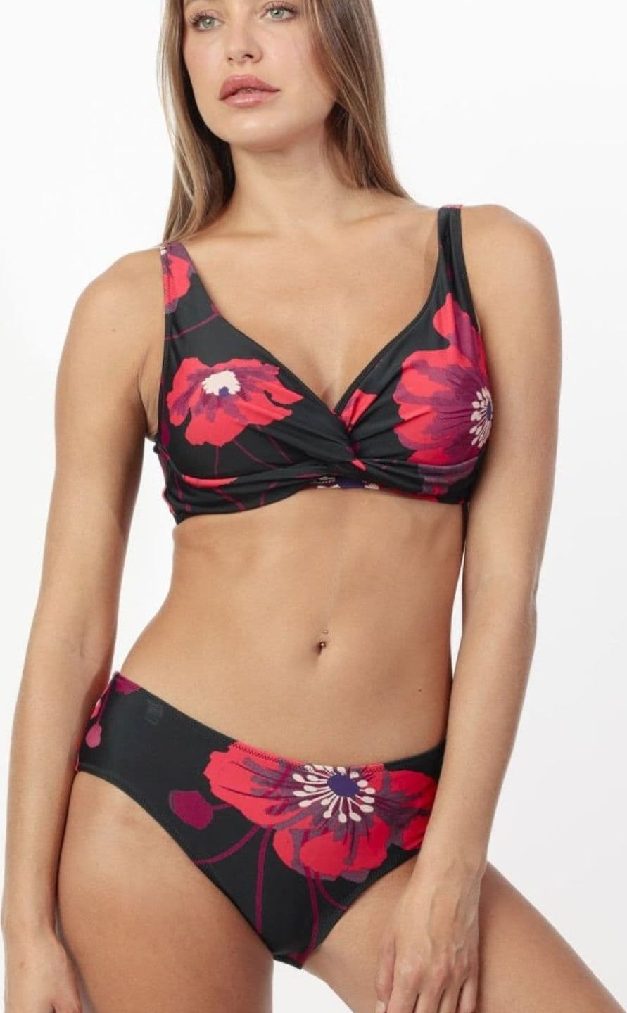 Costume Donna Admas 15553 Top Bikini Hibiscus Capacity Nero - 5