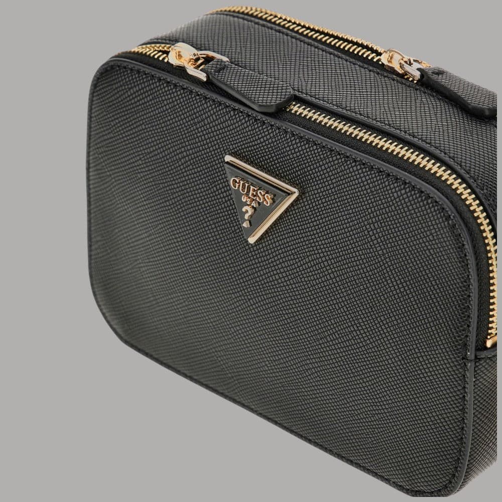 Guess Mini Borsa Tracolla Noelle Saffiano con Dettagli Oro Crema - 5