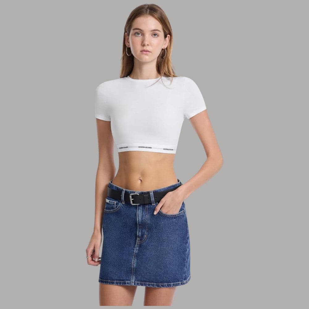 Top Guess GJ Cropped Logato Slim Donna - Cotone e Modal - 5
