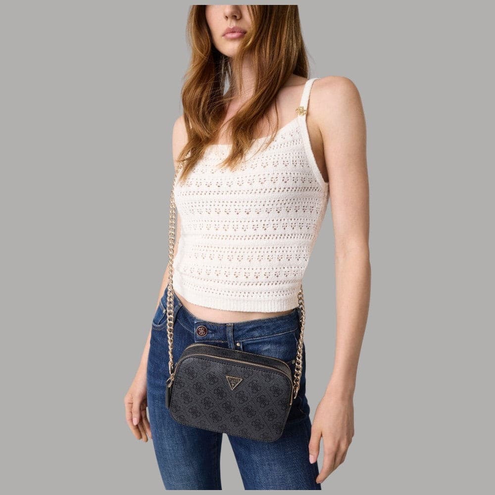 Guess Borsa Mini Tracolla Noelle Logo 4G Simil Pelle Metalleria Oro - 2