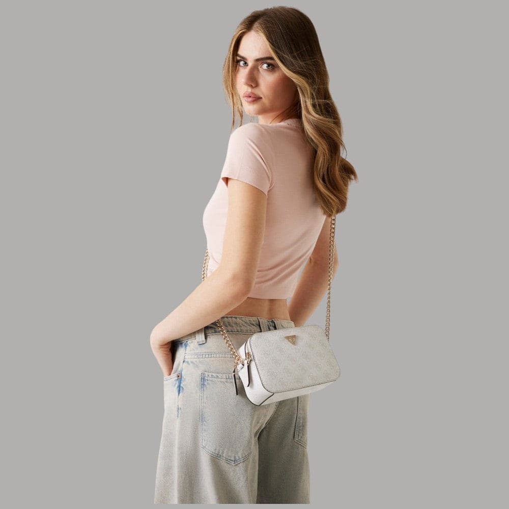 Guess Borsa Mini Tracolla Noelle Logo 4G Simil Pelle Metalleria Oro - 6
