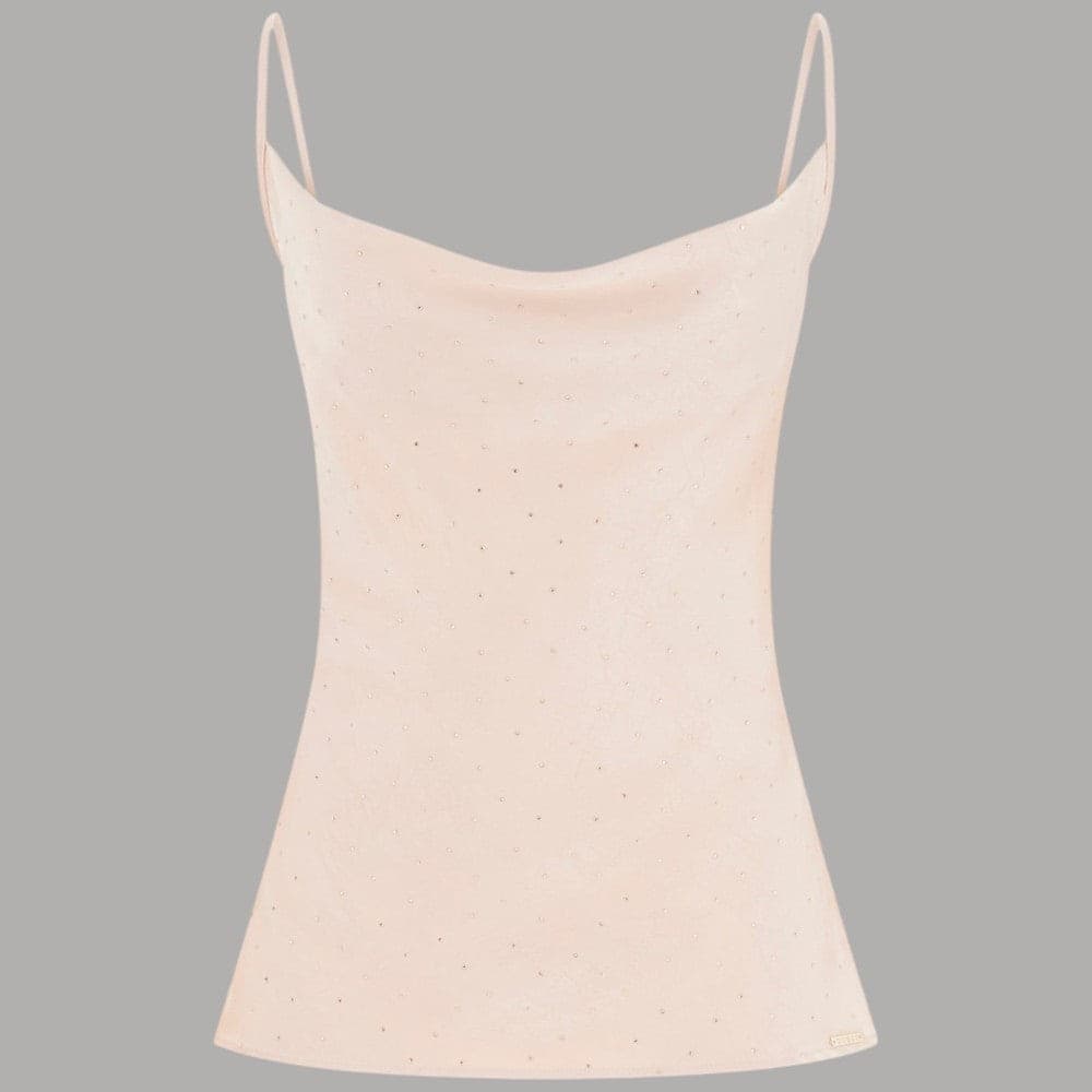 Top Guess in Satin con Strass, Canotta Elegante senza Maniche - 5