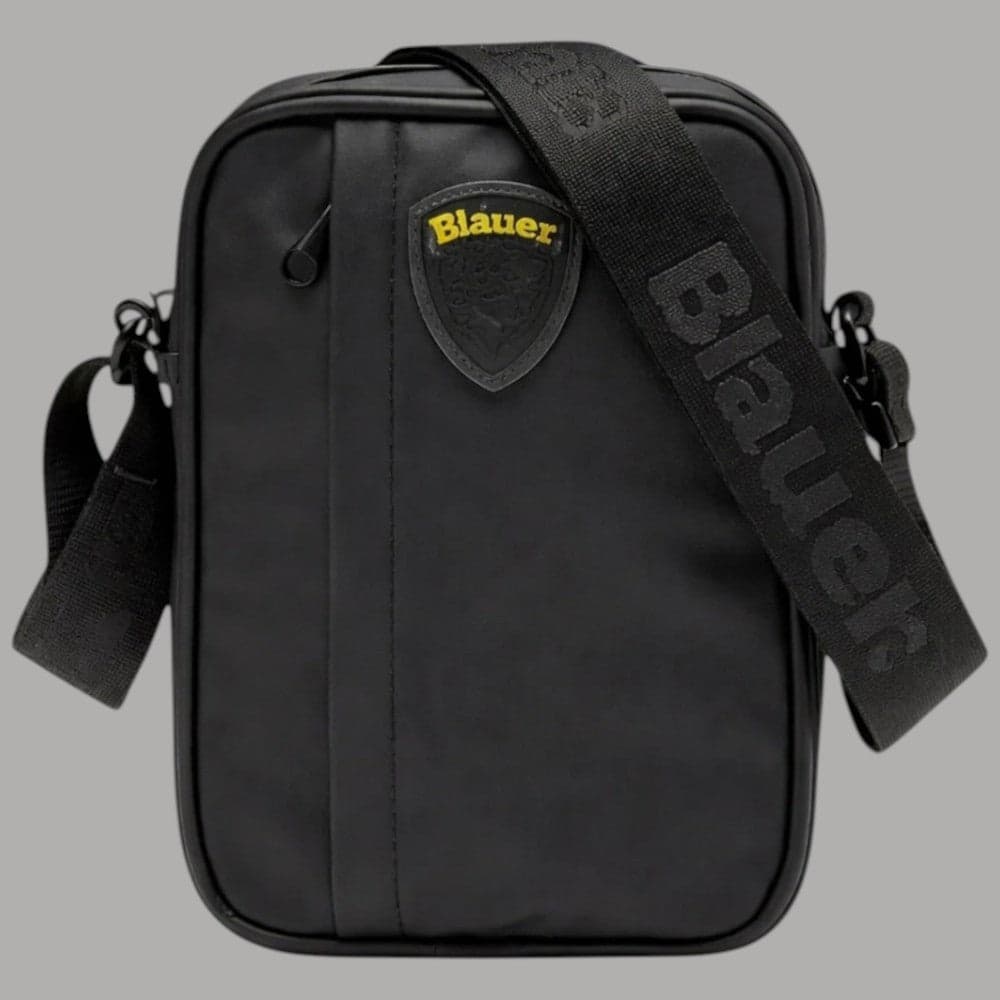 Blauer Borsello Uomo Tracolla Gommato con Doppia Zip 20x18x5 cm - 1