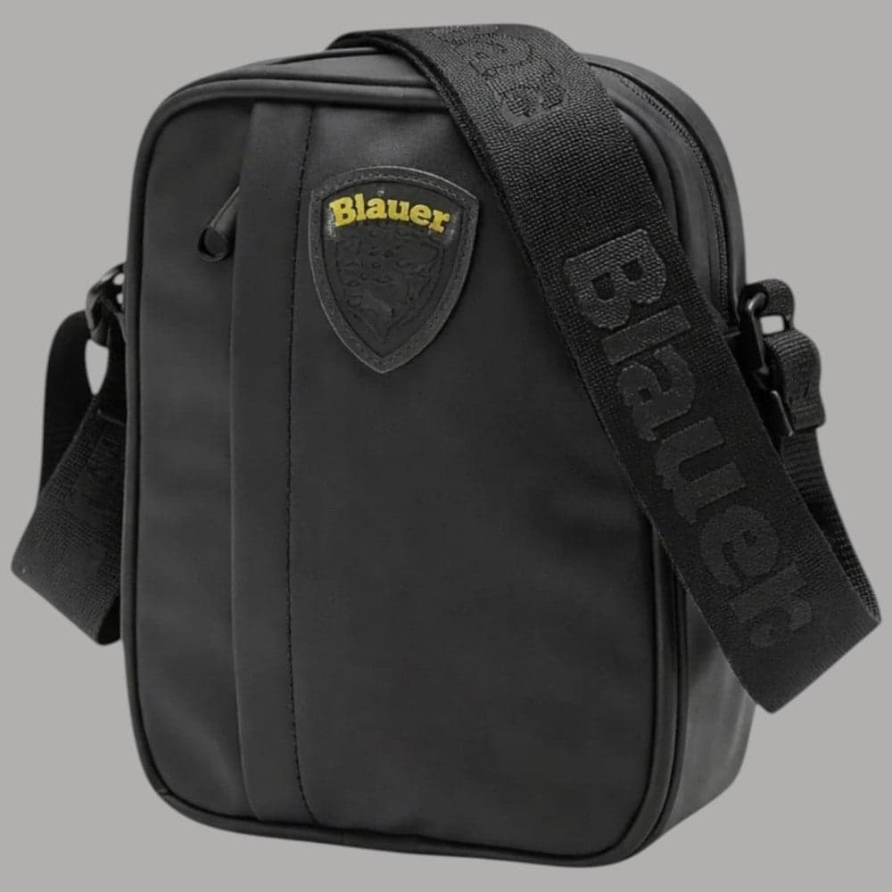 Blauer Borsello Uomo Tracolla Gommato con Doppia Zip 20x18x5 cm - 2