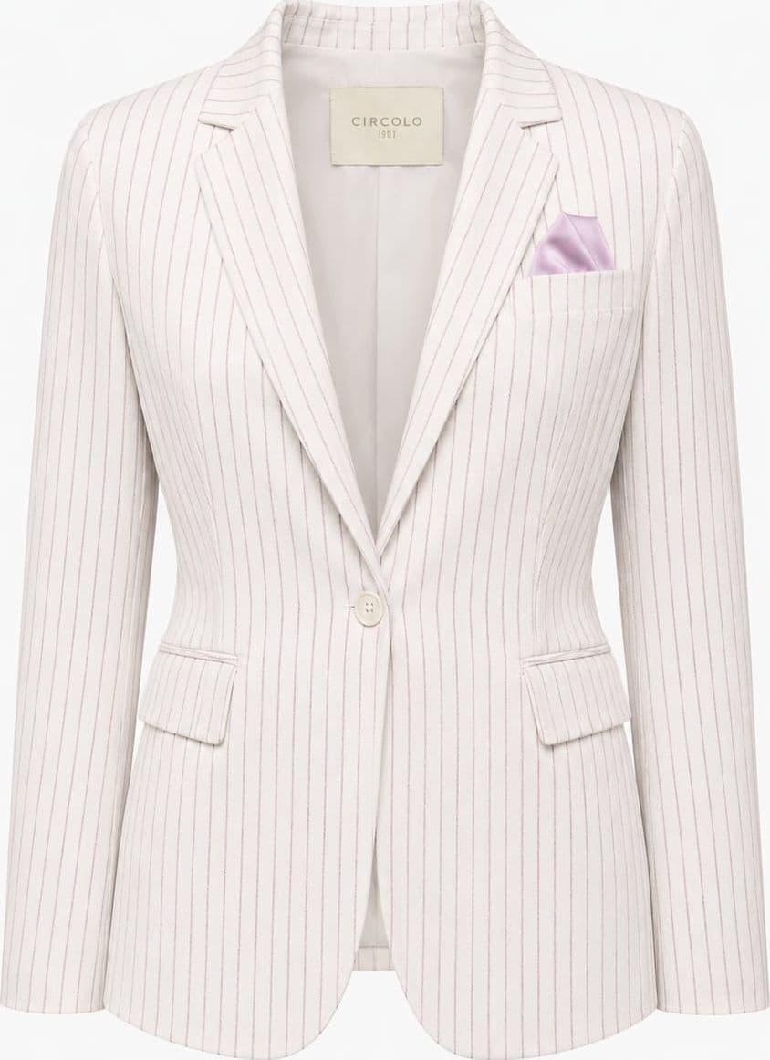 Circolo 1901 Giacca Donna Gessata Panna Rosa FD3937 Blazer Elegante Monopetto - 2